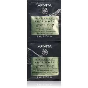 Apivita Express Beauty Green Clay masque visage purifiant et lissant à l'argile verte 2 x 8 ml #130140