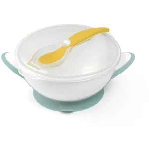 BabyOno Be Active Suction Bowl with Spoon service de table pour enfant Green/Yellow 6 m+ 2 pcs