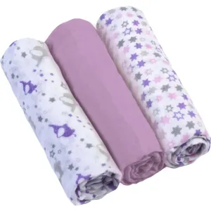 BabyOno Diaper Super Soft couches en tissu Violet 70 × 70 cm 3 pcs