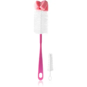 BabyOno Take Care Brush for Bottles and Teats with Mini Brush & Sponge Tip brosse de nettoyage Pink 2 pcs