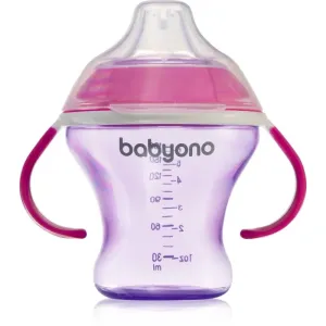 BabyOno Take Care Non-spill Cup with Soft Spout tasse d’apprentissage avec supports Purple 3 m+ 180 ml