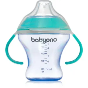 BabyOno Take Care Non-spill Cup with Soft Spout tasse d’apprentissage avec supports Turquoise 3 m+ 180 ml