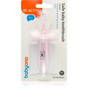 BabyOno Safe Baby Toothbrush brosse à dents pour enfant 6 m+ Pink 1 pcs