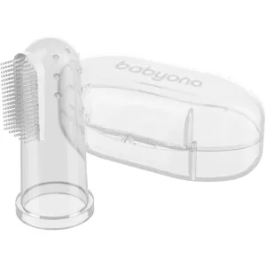 BabyOno Take Care First Toothbrush brosse à dents de doigt pour bébé avec étui Transparent 1 pcs