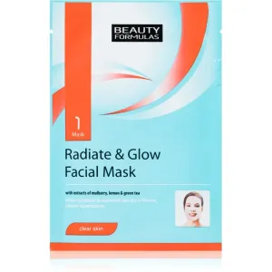 Beauty Formulas Clear Skin Radiate & Glow masque illuminateur visage pour la régénération de la peau 1 pcs