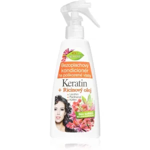 Bione Cosmetics Keratin + Ricinový olej après-shampoing régénérant sans rinçage pour cheveux 260 ml