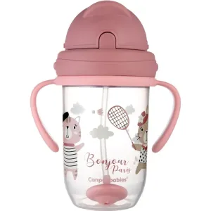 Canpol babies Bonjour Paris Cup tasse avec paille Pink 270 ml