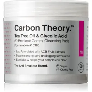 Carbon Theory Tea Tree Oil & Glycolic Acid disques nettoyants pour une peau lumineuse et lisse 60 pcs
