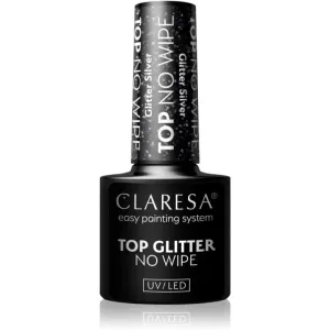 Claresa UV/LED Top Glitter No Wipe vernis top coat gel pailleté teinte Glitter Silver 5 g