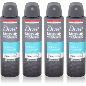 Dove Men+Care Clean Comfort spray anti-transpirant 4 x 150 ml (conditionnement avantageux) pour homme