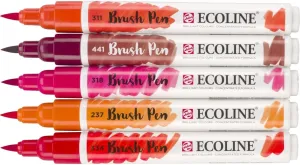 Ecoline Stylo aquarelle Brush Pen Rouge 5 pièces