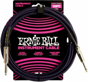 Ernie Ball Braided Straight Straight Inst Cable Noir-Violet 3 m Droit - Angle
