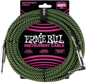 Ernie Ball P06066 Noir-Vert 7,5 m Droit - Angle