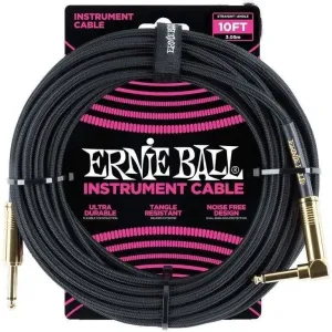 Ernie Ball P06081-EB Noir 3 m Droit - Angle