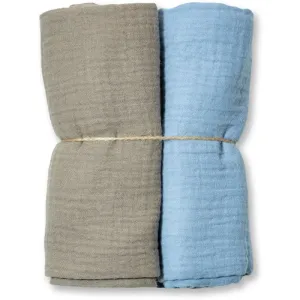 T-TOMI Muslin Diapers Grey + Blue couches en tissu 65 x 65 cm 2 pcs