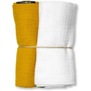 T-TOMI Muslin Diapers White + Mustard 2 pcs