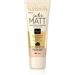 Eveline Cosmetics Satin Matt fond de teint matifiant à l'extrait de bave d'escargot teinte 101 Ivory 30 ml