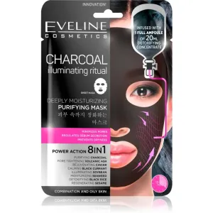 Eveline Cosmetics Charcoal Illuminating Ritual masque en tissu ultra hydratant et purifiant #114952