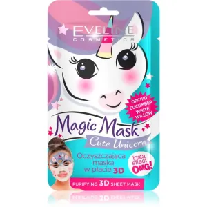 Eveline Cosmetics Magic Mask Cute Unicorn masque en tissu purifiant 3D #142262