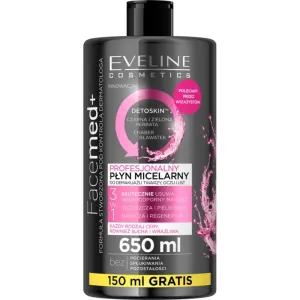 Eveline Cosmetics FaceMed+ eau micellaire démaquillante et nettoyante à effet détoxifiant 650 ml