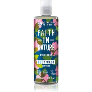 Faith In Nature Wild Rose gel douche naturel pour restaurer la barrière cutanée 400 ml