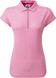 Footjoy Houndstooth Print Cap Sleeve Womens Polo Shirt Hot Pink M