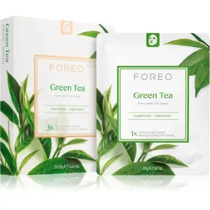 FOREO Farm to Face Sheet Mask Green Tea masque tissu apaisant pour peaux mixtes 3x20 g