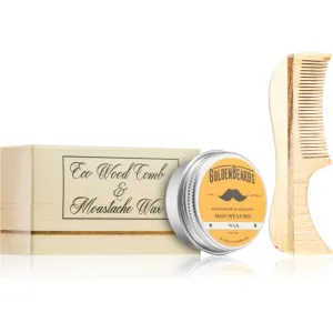 Golden Beards Eco Wood Comb 7.5cm + Moustache Wax ensemble (pour la barbe)