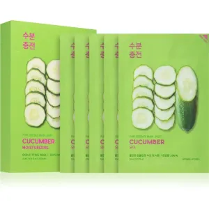 Holika Holika Pure Essence Cucumber masque tissu apaisant pour peaux sensibles sujettes aux rougeurs 5x20 ml