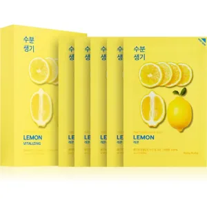 Holika Holika Pure Essence Lemon masque tissu adoucissant et rafraîchissant à la vitamine C 5x20 ml