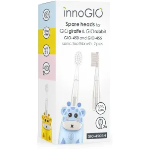 innoGIO GIOGiraffe & GIORabbit Spare Heads Transparent têtes de remplacement pour brosse à dents pour enfant GIOGiraffe & GIORabbit Sonic Toothbrush 2