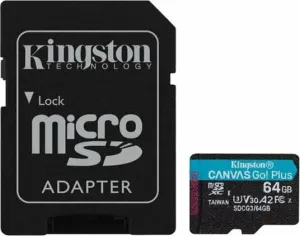 Kingston 64GB microSDHC Canvas Go! Plus U3 UHS-I V30 + SD Adapter Micro SDHC 64 GB Carte mémoire