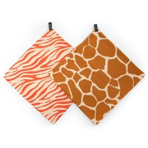 KLRK Home Wild Color Zebra&Giraffe couches en tissu 96x96 cm 2 pcs