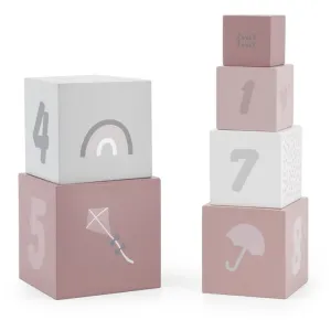 Label Label Stacking Blocks cubes en bois Pink 18m+ 6 pcs