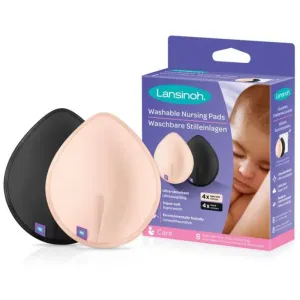 Lansinoh Breastfeeding Washable Nursing Pads coussinets d’allaitement en tissu Light Pink + Black 2x4 pcs