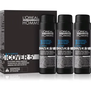 L’Oréal Professionnel Homme Cover 5' préparation colorante cheveux teinte 3 Dark Brown 3x50 ml