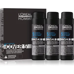 L’Oréal Professionnel Homme Cover 5' préparation colorante cheveux teinte 5 Light Brown 3x50 ml