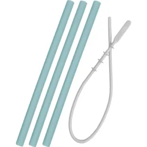 Minikoioi Flexi Straw with Cleaning Brush paille en silicone avec brosse Aqua Green 3 pcs