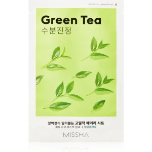 Missha Airy Fit Green Tea masque apaisant en tissu au thé vert 19 g