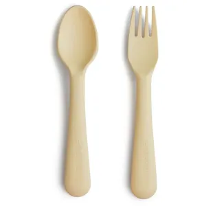 Mushie Fork and Spoon Set couverts Pale Daffodil 2 pcs