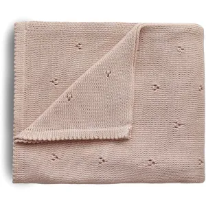 Mushie Knitted Pointelle Baby Blanket couverture tricotée pour enfant Blush 80 x 100cm 1 pcs