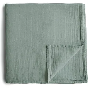 Mushie Muslin Swaddle Blanket Organic Cotton couvertures d’emmaillotage Roman Green 120cm x 120cm 1 pcs