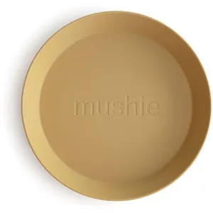 Mushie Round Dinnerware Plates assiette Mustard 2 pcs
