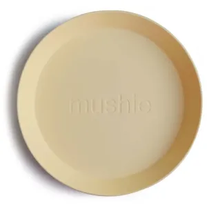 Mushie Round Dinnerware Plates assiette Pale Daffodil 2 pcs