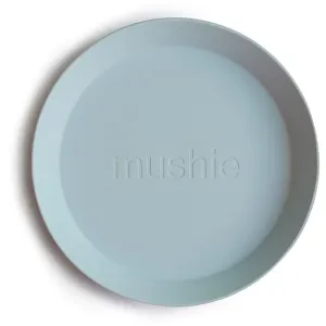Mushie Round Dinnerware Plates assiette Powder Blue 2 pcs