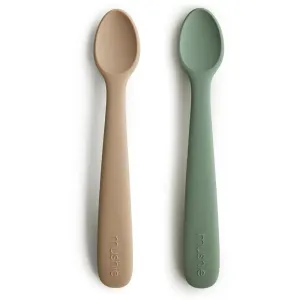 Mushie Silicone Feeding Spoons petite cuillère Dried Thyme/Natural 2 pcs