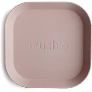 Mushie Square Dinnerware Plates assiette Blush 2 pcs