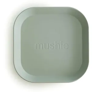 Mushie Square Dinnerware Plates assiette Sage 2 pcs
