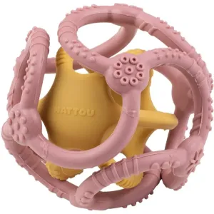 NATTOU Teether Silicone Ball 2 in 1 jouet de dentition Pink / Yellow 4 m+ 2 pcs