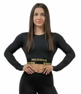 Nebbia Long Sleeve Crop Top INTENSE Perform Black/Gold L T-shirt de fitness